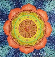 Dot Art Painting - Lotus Mandala - Dharma Whell - Acrylic Paint